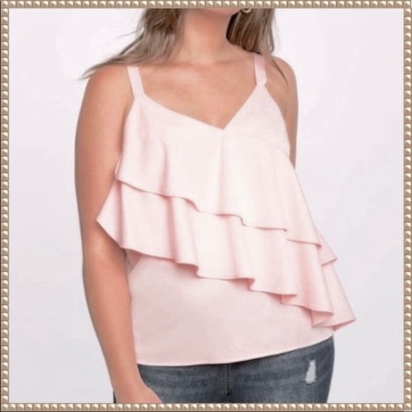 Eloquii Tops - 🌟HP🌟NWT Eloquii Pink Layered Ruffled Top Sz 16